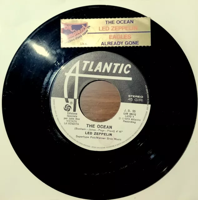 Led Zeppelin The Ocean  7"  Promo Jb White -  Italy 1973 - Eagles Already Gone