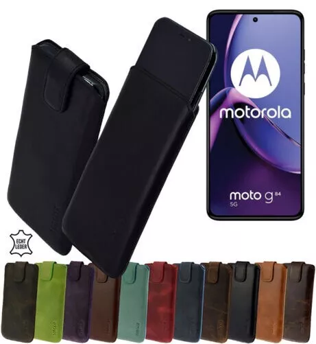 Suncase Funda Estuche Auténtico Cuero para Móvil Motorola Moto G84 5G