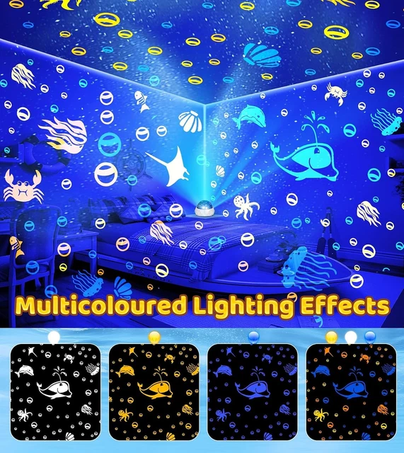 Remote Left Cast KIDS NIGHT LIGHT Projector Rechargeable 3 Films Remote Timer 360 ...