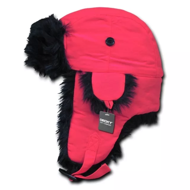 Hot Pink Aviator Faux Fur Neon Winter Trooper Trapper Ear Flap Hat ~ L/XL