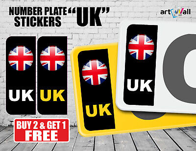 UK CAR NUMBER PLATE STICKER ROUND UNION JACK FLAG UK - Vinyl Car Stickers - PAIR