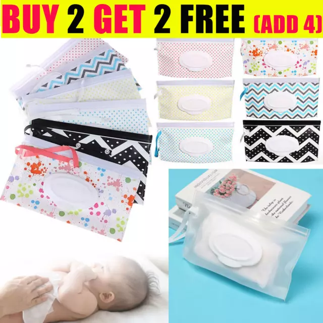 Reusable Baby Wet Wipe Bag Box Tissue Case Wipes Holder Refillable Wet Wipe Bag