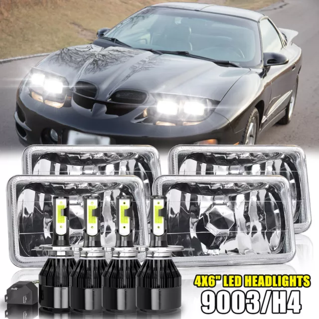 4Pcs 4X6" LED Headlights Hi/Lo Beam DRL For Pontiac Trans Am 1998 2000-2002