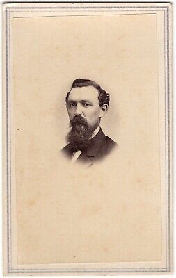 CIRCA 1860s CDV R.A. LEWIS BEARDED MAN IN SUIT CIVIL WAR ERA NEW YORK