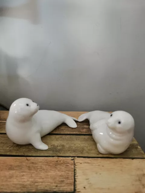 Pair of Vintage John Jenkins Japanese Porcelain Baby White Seals