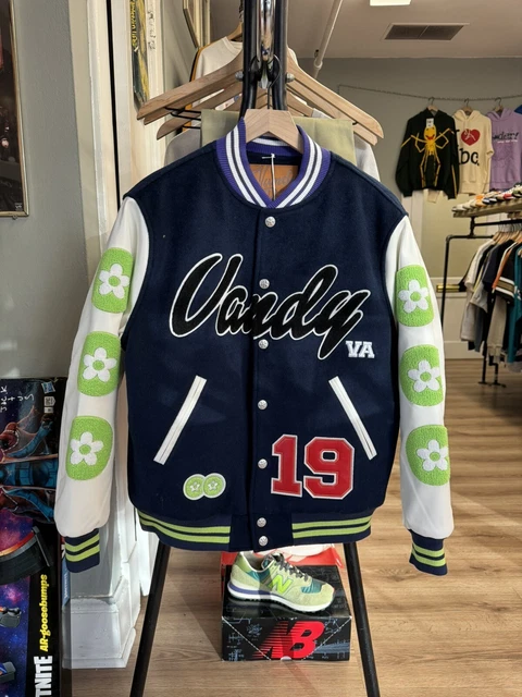 vandy the pink Varsity Jacket スタジャン Vandy The Pink x XLARGE Varsity Jacket Black Purple Men's