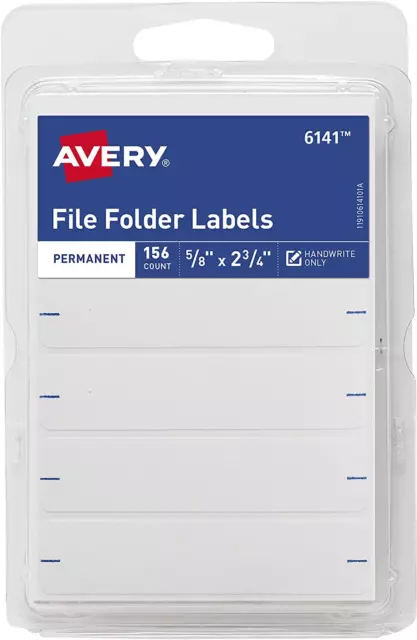 Permanent File Folder Labels 2.75 X 0.625 Inches, White 156 Labels