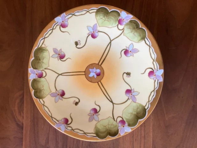 Jean Pouyat Limoges JPL France Hand Painted Violets Gold Gilt Plate Stouffer