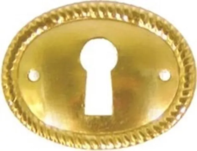 Early American Oval Keyhole Cover Stamped Brass