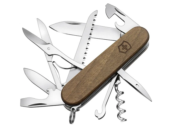 VICTORINOX Taschenmesser Huntsman Wood 91mm Nußbaumholz Blister   105982
