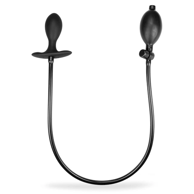 Plug Anal Gonflable Vibrant En Silicone Noir - XXL, Long, Avec Télécommande USB, Neuf Sous Blister