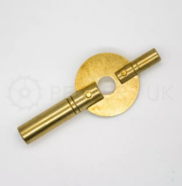 Double Ended Clock Key Brass Winding 1.75mm x 2.50mm to 6.75mm