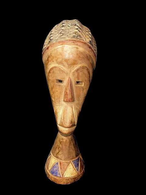Maschera africana antiquariato arte tribale Volto vintage Legno intagliato...