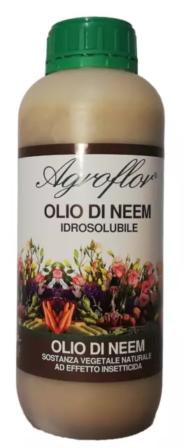 Olio Di Neem Puro Idrosolubile Agroflor 1 Lt Da Diluire (Alta Concentrazione)