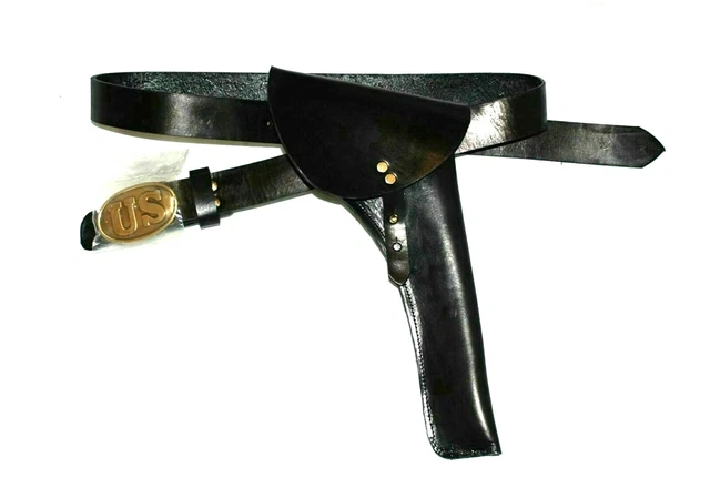 CIVIL WAR CAVALRY Leather US Waist Belt With Leather Holster Right Hand