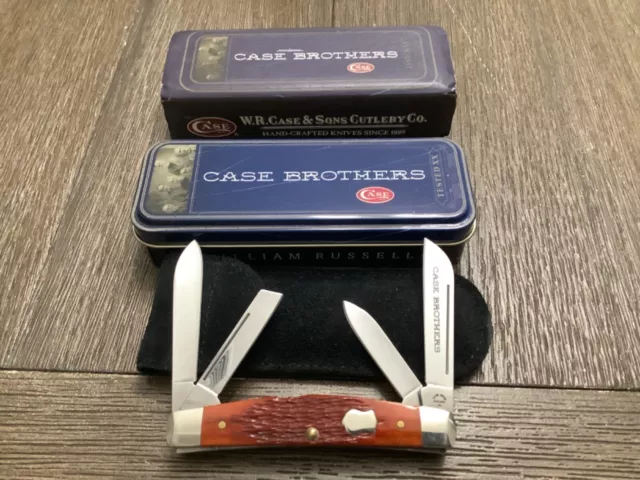 2003 Case 64052 SS Congress Chestnut Bone Case Bros Brothers Tin and Pouch