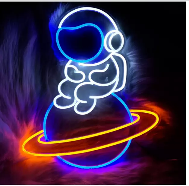 LED Neon Wall Light Astronaut Planet Bedroom, Gaming Room -rrp £110