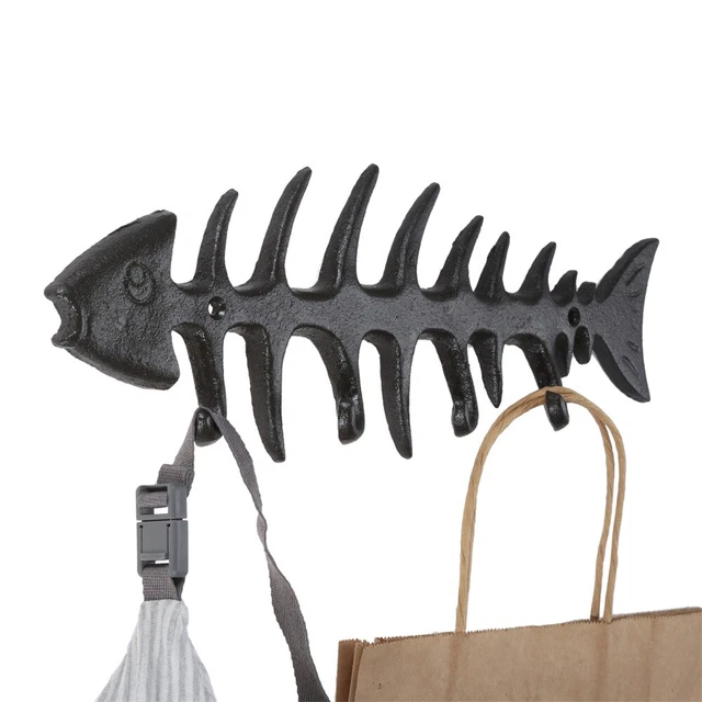 Retro FISH BONE 4 Key Hook Rack Hat Towel Coat Wall Hook Hallway Kitchen Decor 5