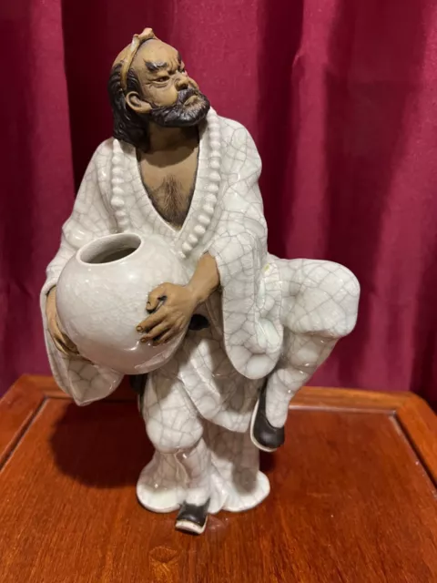 Vintage Asian Bodhidharma figure porcelain sculpture in Shiwan