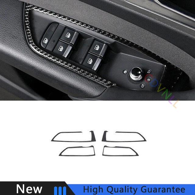 For Audi Q5 2018-2021 Real Carbon Fiber Car Window Lock Lift Panel Strip Trim 4*
