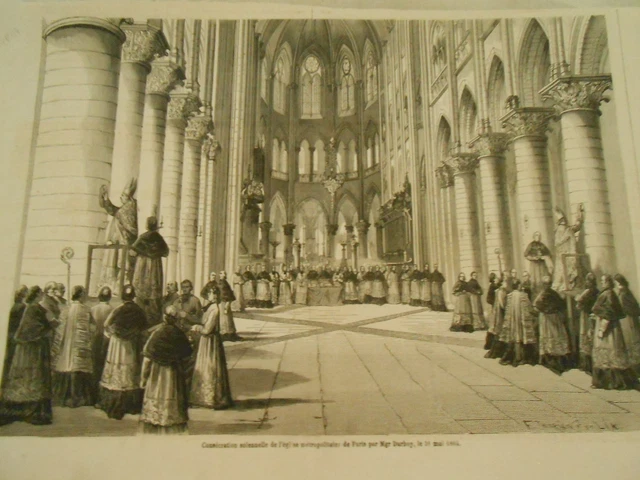 Gravure 1876 - La Mort de Napoléon III le service funèbre