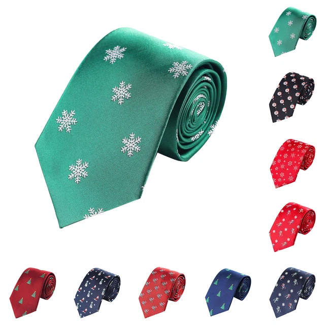 Christmas Tree Men's Classic Striped Jacquard Woven Silk Business Tie Christmas