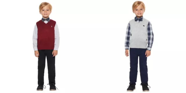 Andy & Evan Boys Outfit 4-Piece Sweater Shirt Bow Tie Pants Set 2T 3T 4T 5 6