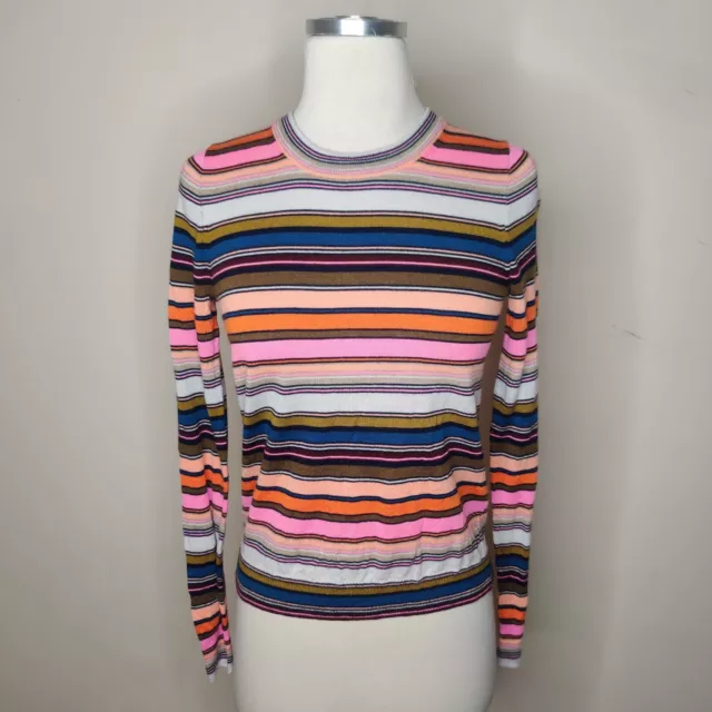 J Crew Rainbow Stripe Sweater Size XS Merino Wool Small Womens Long Sleeve