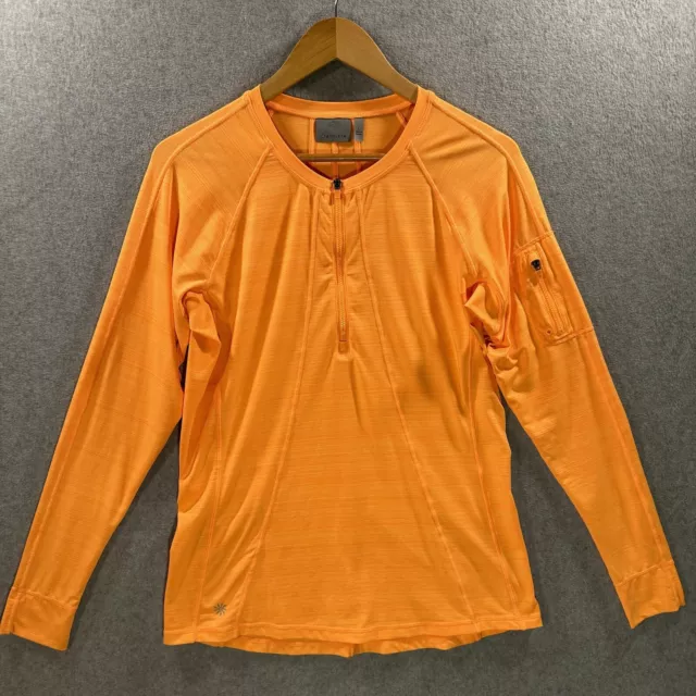 Athleta Pacifica Half Zip Pullover Top Women's Large Orange Long Sleeve UPF 50+