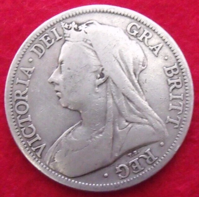 1900 VICTORIA SILVER HALF CROWN  ( .925 Silver )  British 2/6 Coin.   323