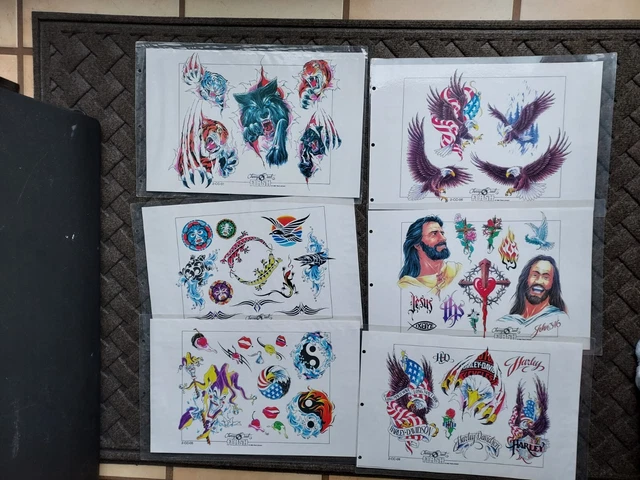 Lote de 6 hojas flash de tatuaje de Cherry Creek de colección Harley Davidson Eagles Jesus (2)
