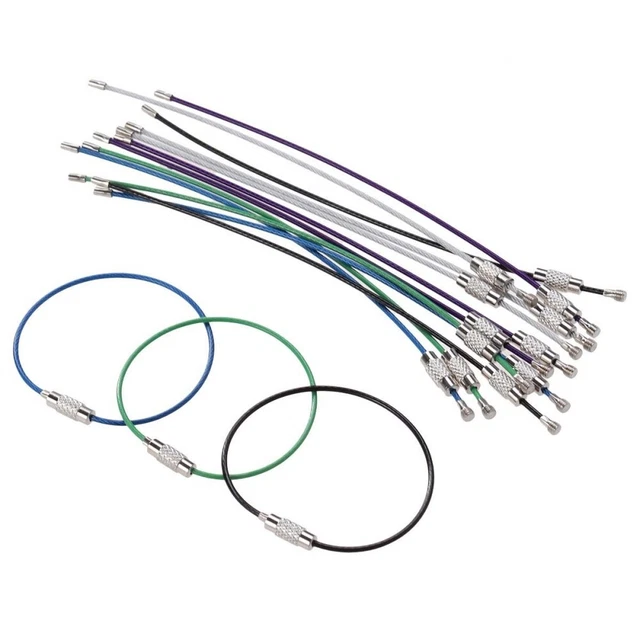 12 piezas Alambre de acero inoxidable Llavero Cable Anillos Lijado Equipaje pesado