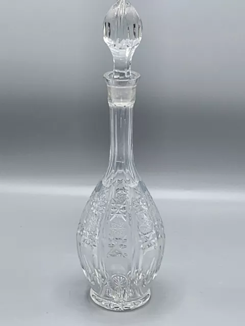 Vintage Cut Glass Tall Decanter with Stopper