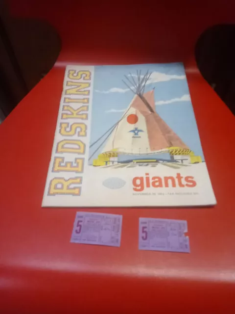 REDSKINS vs NY GIANTS Football Stub Vtg  Program WASHINGTON DC Nov 1965