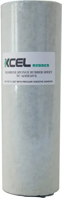 Neoprene Sponge Rubber Sheet with Adhesive 54 in X 12 in X 1/4 In