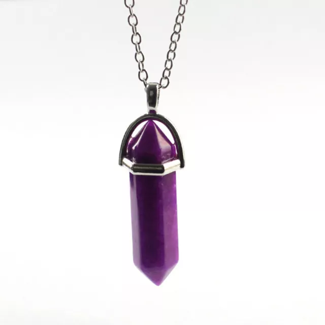 Natural Crystal Pendulum Quartz Stone Pendant Chakra Healing Gemstone Necklace 8