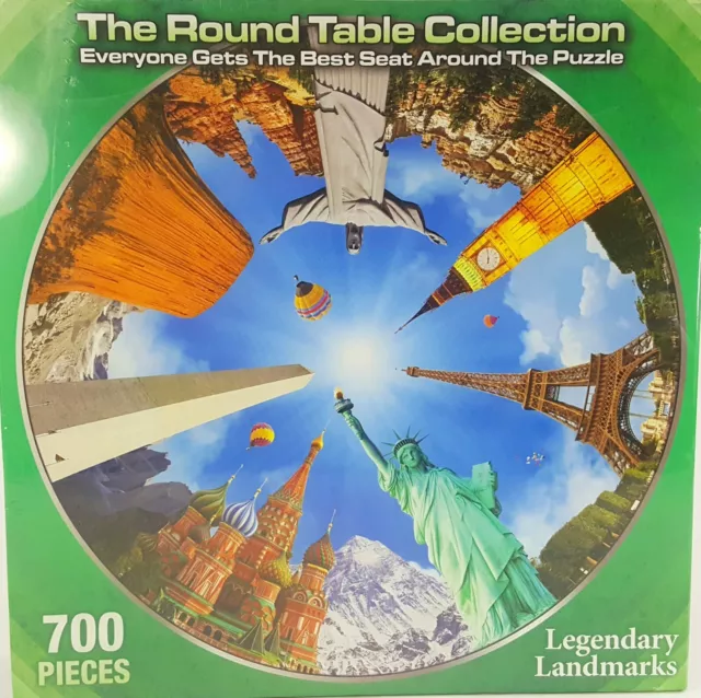 Legendary Landmarks Round Table Collection 500 pc Jigsaw Puzzle 24" NEW - SEALED