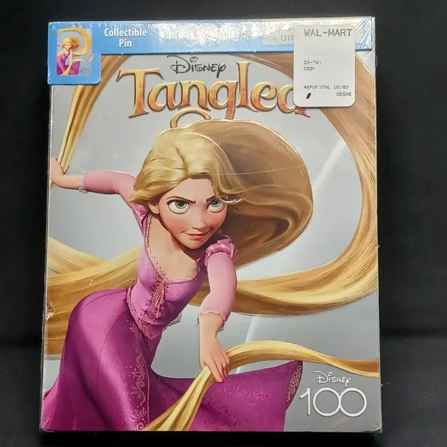 Disney 100 Tangled Blu-Ray & Dvd With Collectible Pin