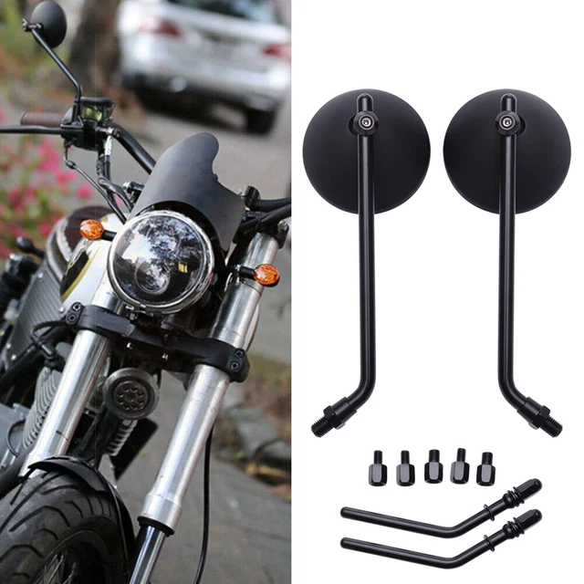 2x Motorcycle Long Stem Rearview Mirrors For Harley Honda Cruiser Bobber Chopper