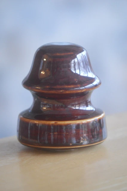 Vintage LAPP 1928 Brown Glazed Porcelain Wire Insulator Mushroom