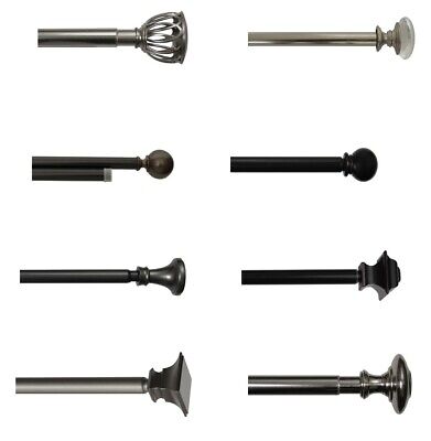 Adjustable Drapery Rods with Various Rod Finials for Windows, (28-84” - 48-144”)