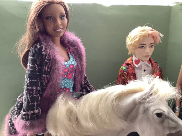 Pony Parade Horse With Barbie Doll, Ethnic Barbie Doll & Korean Boyband Doll 2