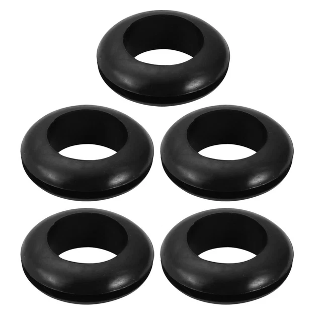 5pcs Fil passe-câble protection caoutchouc noir 22mm passe-double face