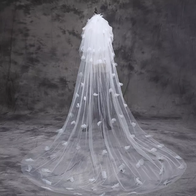 3Tier White Ivory Cathedral Length Lace Edge Bride Wedding Bridal Long Veil