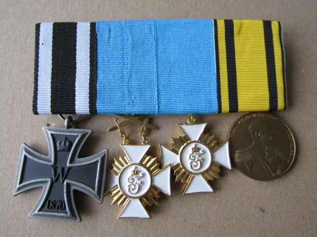 4-er Ordensspange Preußen Württemberg Österreich inkl. seltene Medaille Kexholm