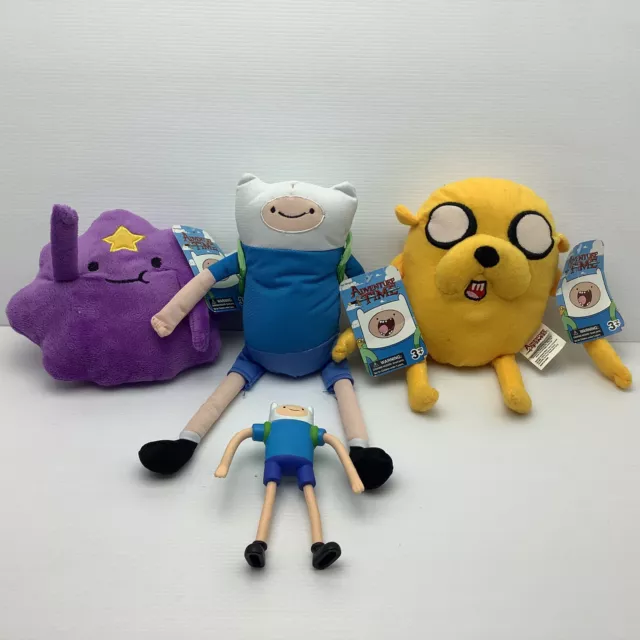 Adventure Time Plush Finn Jake Lumpy with tags X 3 plus bendy Finn