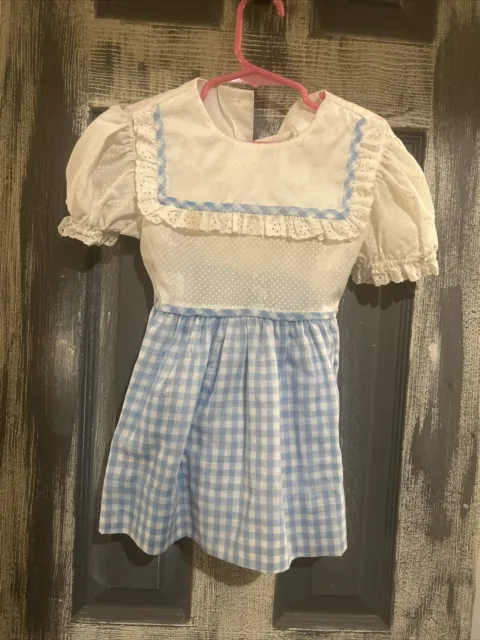 Vintage Little Girls Dress Sz 5 Blue/white
