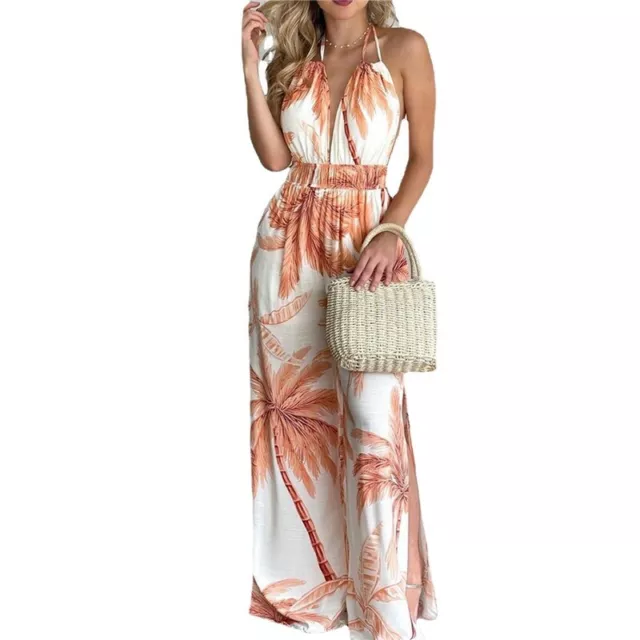Playsuit Rompers Boho Floral Summer Holiday Womens Sleeveless V NecK Jumpsuit