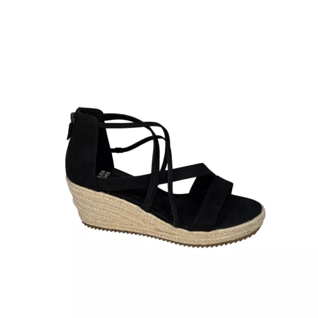 EILEEN FISHER Wanda Black Nubuck Espadrille Wedge Sandals size 9 New