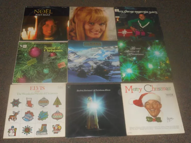 CHRISTMAS lot 9x LP john denver ELVIS PRESLEY bing crosby JOAN BAEZ jim nabors